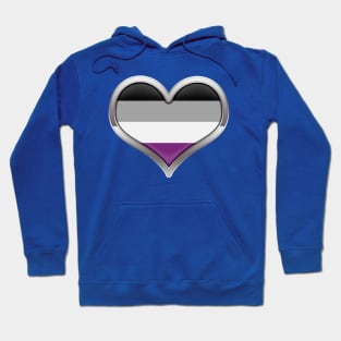 Large Asexual Pride Flag Colored Heart with Chrome Frame Hoodie